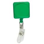 Square Pad Print Badge Holder with Slide on Clip - Translucent Green