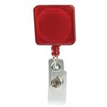 Square Pad Print Badge Holder with Slide on Clip - Translucent Red