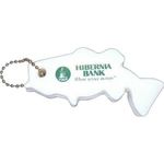 Standard Shape Vinyl-Coated Floating Key Tag - Swimming Bass - White