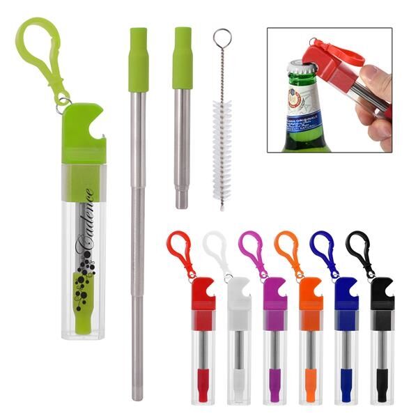 Main Product Image for Custom Printed Straw Kit With Bottle Opener