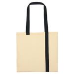 Striped Economy Cotton Canvas Tote Bag - Natural With Black