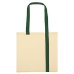 Striped Economy Cotton Canvas Tote Bag - Natural With Forest Green