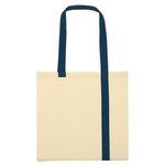 Striped Economy Cotton Canvas Tote Bag - Natural With Navy