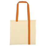 Striped Economy Cotton Canvas Tote Bag - Natural With Orange