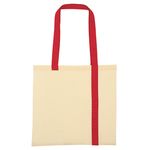 Striped Economy Cotton Canvas Tote Bag - Natural with Red