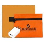 Tech Home and Travel Kit w/ Cleaning Cloth / Wall Charger - Orange