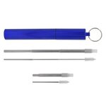 Telescopic Stainless Steel Straw Kit - Metallic Blue