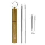 Telescopic Stainless Steel Straw Kit - Metallic Gold