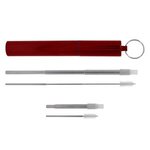 Telescopic Stainless Steel Straw Kit - Metallic Red