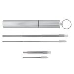 Telescopic Stainless Steel Straw Kit - Metallic Silver