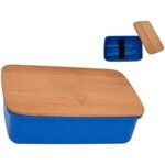 Thank You Wheat Lunch Set With Bamboo Lid - Blue