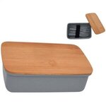 Thank You Wheat Lunch Set With Bamboo Lid - Gray