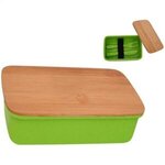 Thank You Wheat Lunch Set With Bamboo Lid - Lime