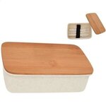 Thank You Wheat Lunch Set With Bamboo Lid - Natural