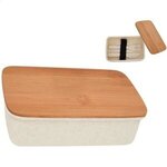 Thank You Wheat Lunch Set With Bamboo Lid - Natural