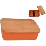 Thank You Wheat Lunch Set With Bamboo Lid - Orange