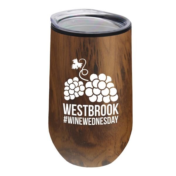 Main Product Image for The Concord - 14 Oz. Stainless Steel Woodtone Wine Glass Tumbler