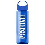 The Guzzler - 32 Oz. Transparent Bottle With Oval Crest Lid - Transparent Blue