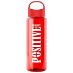 The Guzzler - 32 Oz. Transparent Bottle With Oval Crest Lid - Transparent Red