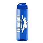 The Guzzler - 32 oz. Transparent Bottle with USA Flip lid - Transparent Blue