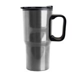 The Major-18 oz. Stainless Steel Auto Tumbler w/ Plastic Handle - Silver
