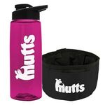 The Parched Pup - 26oz Flair Bottle & Folding Dog Bowl - T. Fuchsia
