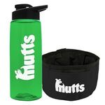 The Parched Pup - 26oz Flair Bottle & Folding Dog Bowl - T. Green