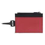 "The Regent" ID Holder with Zipper Wallet and Plastic Carabiner - Red