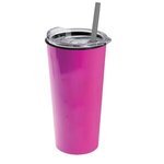 The Roadmaster - 18 oz. Travel Tumbler w. Clear lid & Straw - Hot Pink