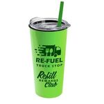 The Roadmaster - 18 oz. Travel Tumbler w. Clear lid & Straw - Lime Green