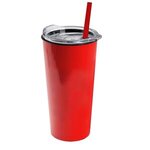 The Roadmaster - 18 oz. Travel Tumbler w. Clear lid & Straw - Red