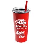 The Roadmaster - 18 oz. Travel Tumbler w. Clear lid & Straw - Red