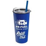 The Roadmaster - 18 oz. Travel Tumbler w. Clear lid & Straw - Royal Blue