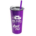 The Roadmaster - 18 oz. Travel Tumbler w. Clear lid & Straw - Violet