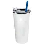 The Roadmaster - 18 oz. Travel Tumbler w. Clear lid & Straw - White