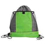 The Sportster - Drawstring Bags With Mesh Pockets - Lime Green
