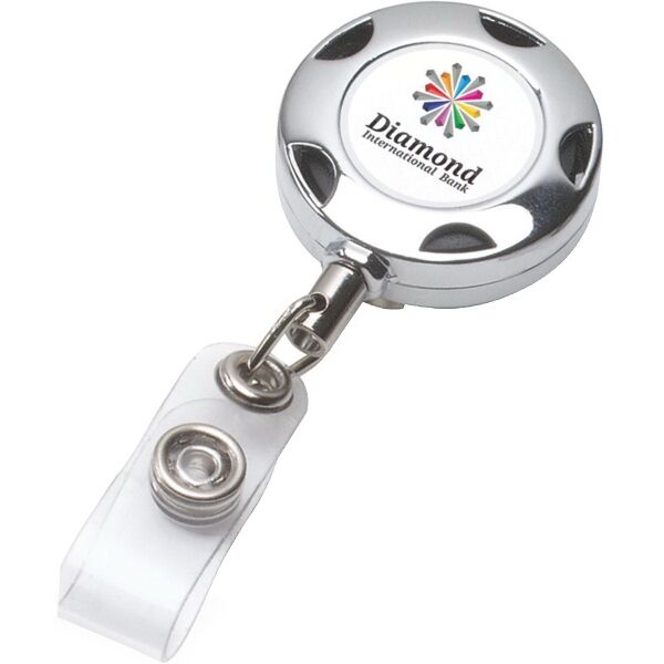 Main Product Image for Tiffin 32" Cord Round Chrome Solid Metal Sport Retractable Badge
