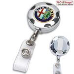 TIFFIN 32" Cord Round Chrome Solid Metal Sport Retractable Badge