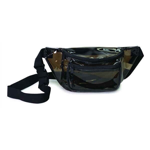 Main Product Image for Custom Printed Transparent Black 3-Zipper Fanny Pack