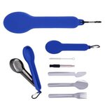 Travel Utensil Set With Silicone Holder - Blue