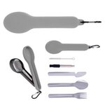 Travel Utensil Set With Silicone Holder - Gray