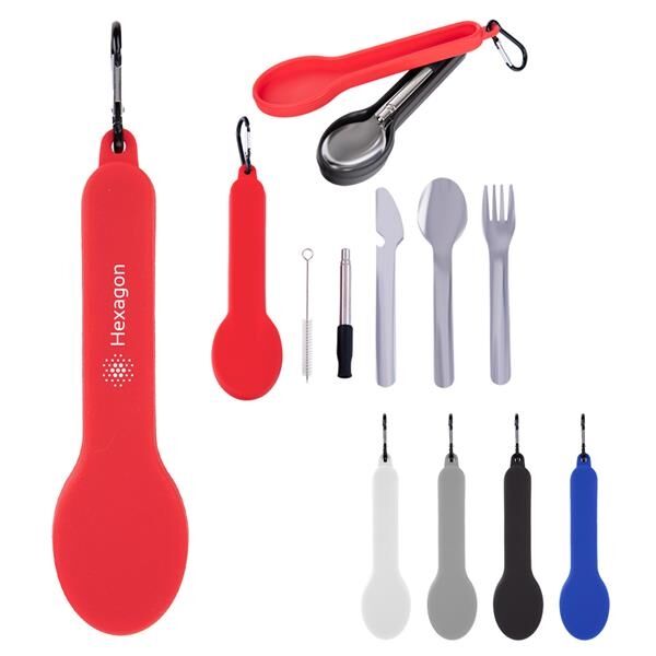 Main Product Image for Custom Printed Travel Utensil Set With Silicone Holder