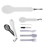 Travel Utensil Set With Silicone Holder - White