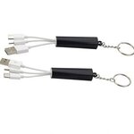 Trey 3-in-1 Light-Up Charging Cable with Keychain - Medium Black
