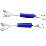 Trey 3-in-1 Light-Up Charging Cable with Keychain - Medium Blue