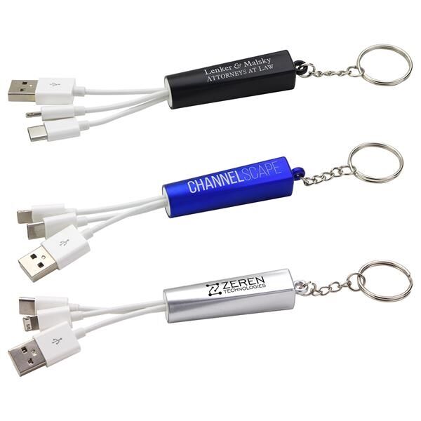 Main Product Image for Marketing Trey 3-In-1 Light-Up Charging Cable With Keychain