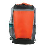 Tri-Color Drawstring Backpack - Orange With Gray