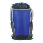 Tri-Color Drawstring Backpack - Royal Blue With Gray