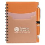 Tri-Pocket Notebook & Satin Pen - Orange