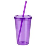 Trifecta 16 oz Tumbler with Lid  Straw - Clear Purple